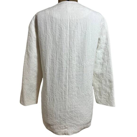 ZARA Basic Collection SZ S White Embossed Jacket Black Belt Chic Minimalist - Picture 4 of 14